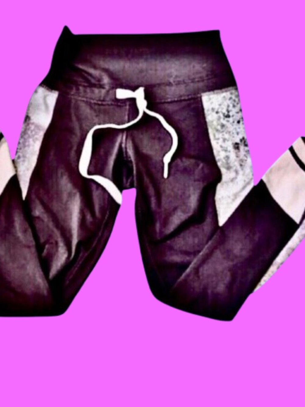 Lululemon Brown Leggings High Waist with Pink Print Panel